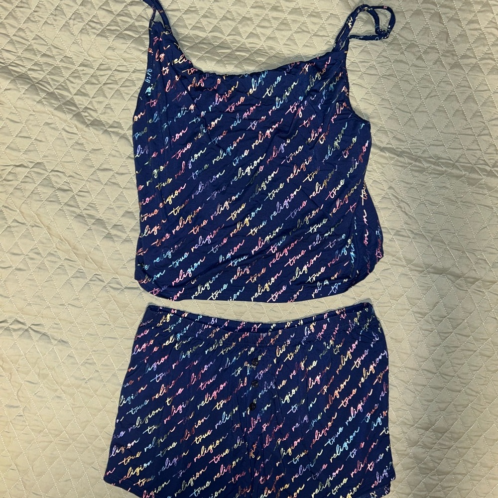 Colorful Script Print Tank Top and Shorts pajama Set